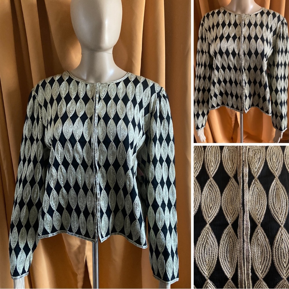 Camille Marie 80s SILK embroidered opera style blazer size petite xl